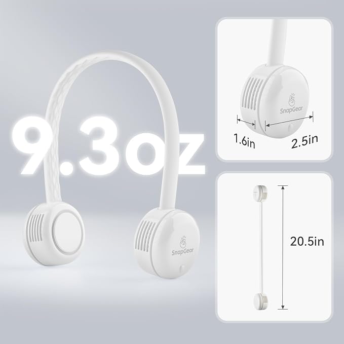 Neck Fan DUO, Lightweight Hair - Safe Bladeless Design, Dual Motors 360° Cooling, Foldable, 3 Speeds USB Rechargeable, Blue