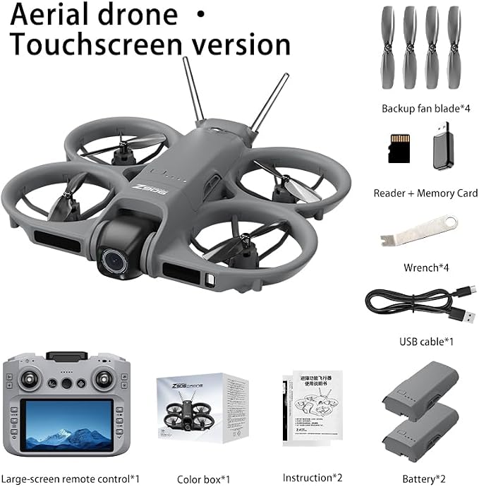 Drone with HD Camera & 4.3 Inch Screen Remote, 3-Sided Obstacle Avoidance, WiFi FPV Quadcopter Altitude Hold Headless Mode & One-Key Return, Mini Portable Drones for Beginners Adults (Grey)
