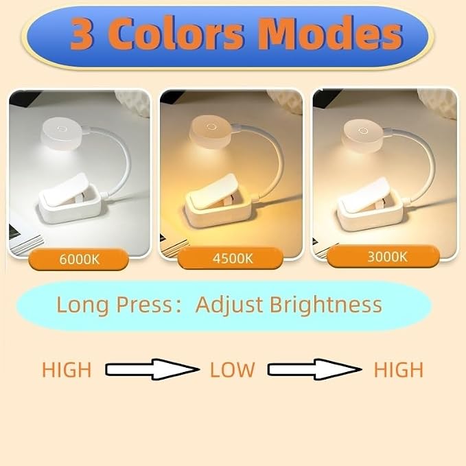 8 Pack Book Light Bulk for Reading in Bed,AAA Battery Powered, 3 Color Temperature Reading Light，Adjustable Brightness，Clip on to Book for Reading at Night，Great Gifts for Readers,