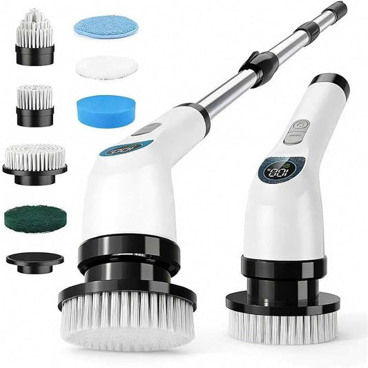 Electric Spin Scrubber, Cordless Power Cleaning Brush with 7 Replaceable Brush Heads, Waterproof Rechargeable Scrubber for Bathroom, Kitchen, Tile & Grout