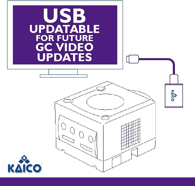 Kaico Gamecube HDMI Adapter for Nintendo Gamecube DOL-001 with GCVideo | Uses GCVideo with 2x line doubling, scanline options, pure digital output, remote control, and no external power