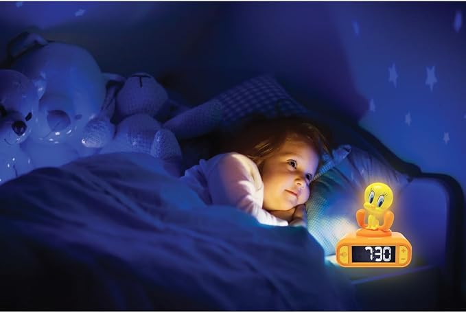 LEXIBOOK, Tweety Night light Alarm Clock with sounds, Yellow, RL800TW