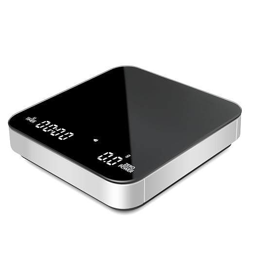 KitchenTour CaféMetric Coffee Scale with Timer 0.1g/2000g - Precision Small Scale for Espresso & Pour Over - Mini Scale with LED Display Recharge Black
