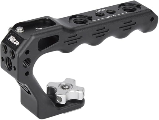Nitze Cold Shoe Top Handle, Mini Ergonomic Camera Top Handle with Built-in Anti-Off Cold Shoe for DSLR and Mirrorless Cameras (Lil Stinger II Series) - PA28M-D3