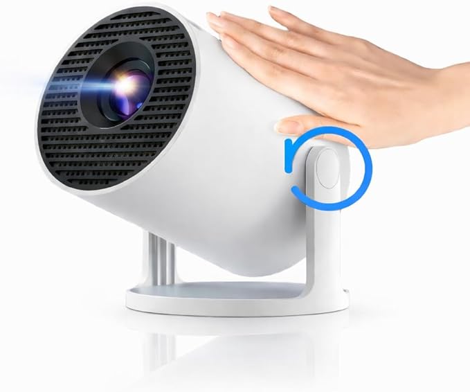 Smart Short Throw Projector with WiFi and Bluetooth, 210° Rotatable Mini Projector with Android System, Built-in Apps, Auto Keystone, Portable Ceiling Movie Projector for Bedroom & Outdoor Use