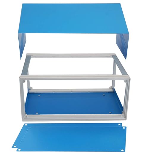 Zulkit Junction Box Blue Metal Project Box DIY Electric Enclosure Case Preventive Case Electrical Box 9.8 x 7.5 x 4.3 Inch