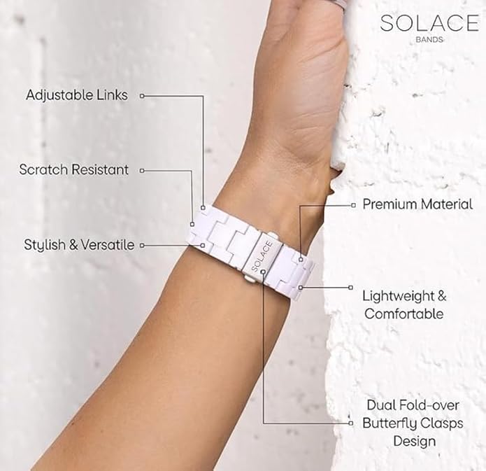 Solace Bands Lightweight Perma Watch Band - Universal Fit for Apple Watch Bands for Women & Men, iWatch Bands for 38mm 40mm 41mm 42mm 44mm 45mm 49mm Ultra, SE, Series 11 10 9 8 7 6 5-1 (Matte Solid)
