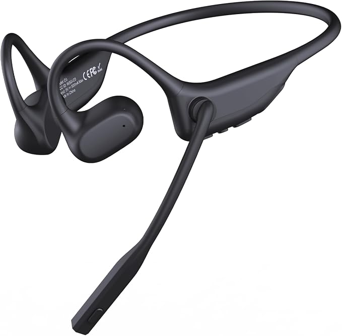 CXK Open Ear Headphones with Mic, Wireless Headset with AI Noise Cancellation Microphone Bluetooth 5.3 Bluetooth Headset with Mic Air Conduction Headphones for Work Call Meeting Driving