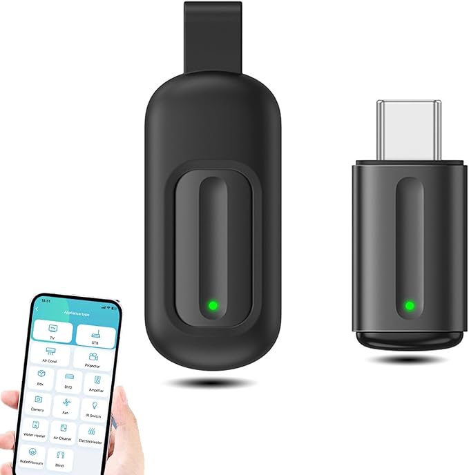 Mini Smartphone IR Remote Controller Adapter, Type C Universal Smart IR Controller, Android Mobile Phone Infrared Control for TV DVD Player Refrigerator Light