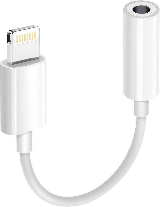 Apple MFi Certified 1 Pack Lightning to 3.5 mm Headphone Jack Adapter for iPhone, iPhone Aux Adapter Converter Dongle Audio Cable Compatible with iPhone 14 13 12 11 X XS 8 7 White
