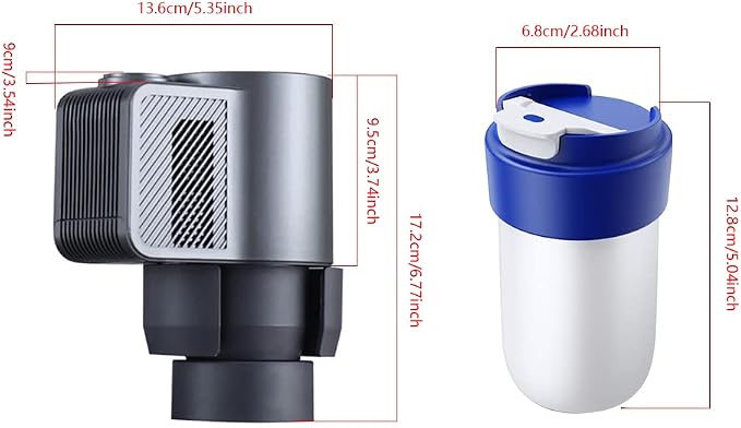 Riloer Portable Traveling Smart Coffee Travel Cup 11oz Capacity, Digital Display 32?-140? Cooling and Heating, Universal for 12V Vehicles, Smart Temperature Control Coffee Mug