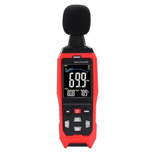 Decibel Meter Data Logger Large LCD Sound Level Meter Noise Meter A/C/Z Weighting High Accuracy Sound Meter with Audible Visual Alarm Data Recording Fast/Slow Temperature for Classroom Noisy Neighbor