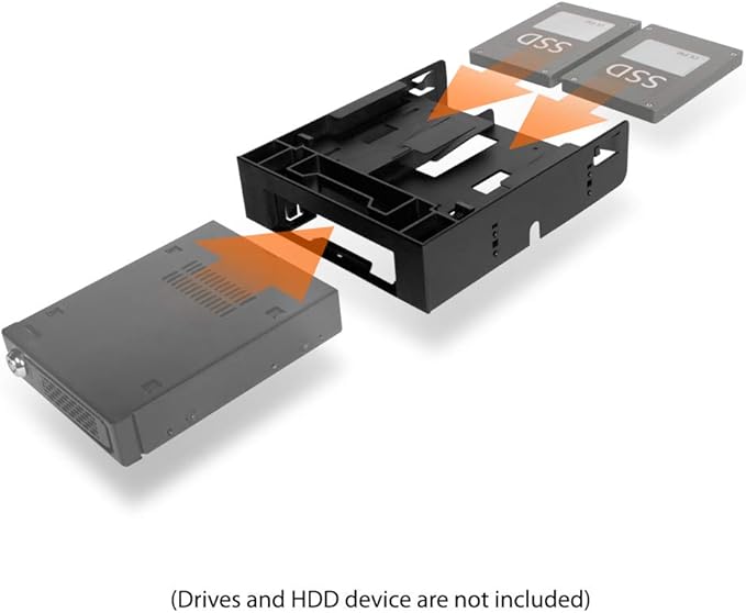 ICY DOCK Dual 2 Bay 2.5 inch HDD/SSD & 1 x 3.5 HDD/Device Front Bay to 5.25" Bay SSD Mounting Bracket Adapter | Flex-FIT Trio MB343SP