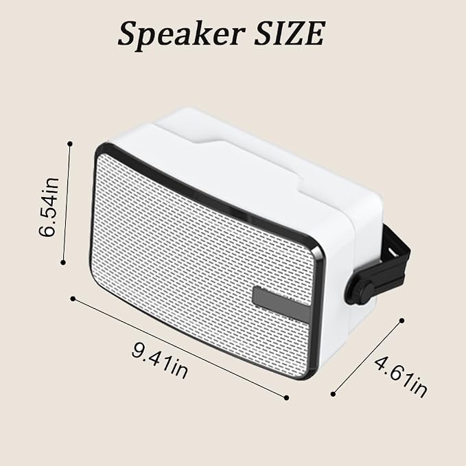 Outdoor Bluetooth Speakers 400w for Garage, Patio, Porch, Gazebo, Soffit, Entertainment Room. Wall Mount Speaker, Wireless Sync Up to 100 Speakers, IPX5 Waterproof (2 Pcs)