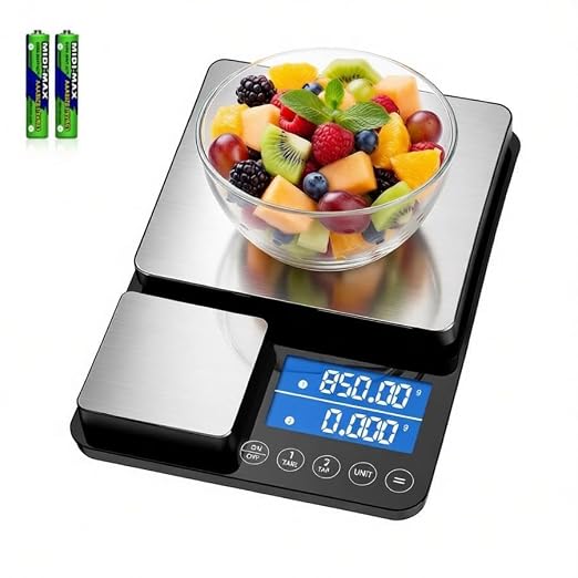 0.001oz/33lb Dual Platform Kitchen Scale, Diyife 9.4in Stainless Steel Food Scale with Two Precisions, Accumulation Functions, 7 Units, Tare, for Baking, Cooking, Pre-Meal Preparation