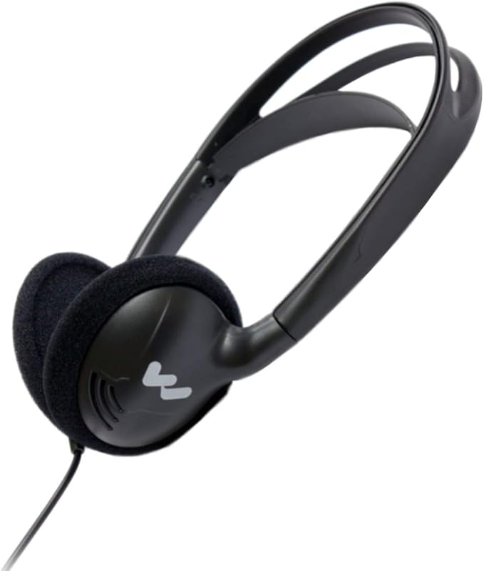 Williams Sound HED 027 Heavy-duty Folding Mono Headphones, Adult Size, 100mW Max Power Input, 3.5mm Plug, 39" Cord, Compatible with Williams AV Receivers and Pocketalkers, Black