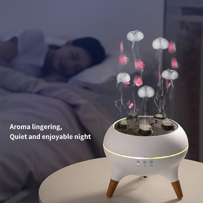 Upgrade Dynamic Jellyfish Diffuser, 250ML Cool Mist Humidifier with 7 Color-Changing Lights, Smoke Ring Effect, Remote Control and 4/8H Timer Setting for Home Bedroom Office Yoga,Auto Shut-Off