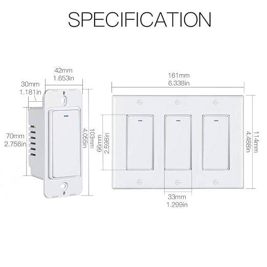 MoesGo WiFi Wall Push Button Smart Light Switch,Multi-Control, 2.4GHz WiFi Light Switches, Neutral Wire Required,Remote Control Smart Life/Tuya, Work with Alexa,Google Home White 3 Gang