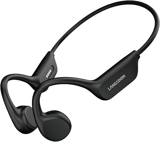 Langsdom BE17 Bone Conduction Headphones, Open-Ear, IPX8 Waterproof, 10 Hours Playtime, Bluetooth 5.4, 32GB Built-in Memory, Lightweight and Comfortable for Sports & Running