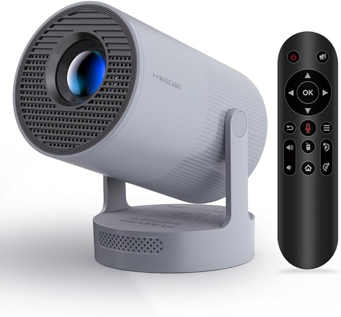 【Electric Focus】Magcubic Mini Projector 4K Support, Smart Projector with WiFi 6 and Bluetooth 5.4, 5W Soundbase Speaker, 180° Rotation, Portable Proyector for Home Theater