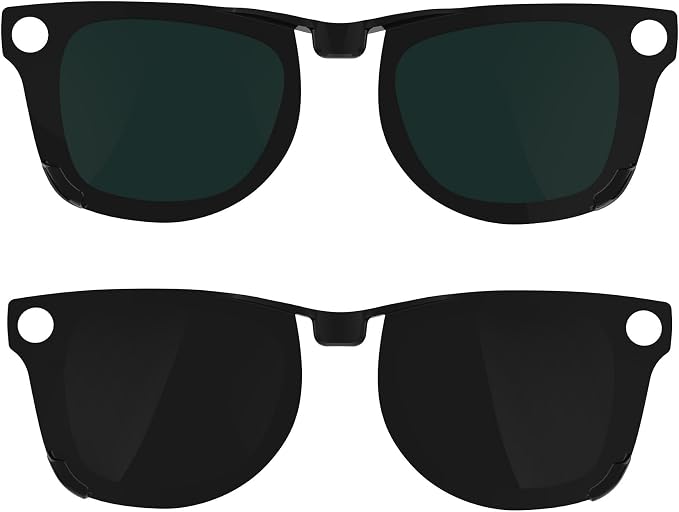 HIBLOKS 2Pcs Polarized Clip for Ray-Ban Meta Wayfarer RW4008 & Gen 2 RW4012 Large (53-22), Discoloration Clip-on Compatible with Meta Wayfarer Gen 2 Protect Your Eyes, Cool and Fashion (Black+Green)