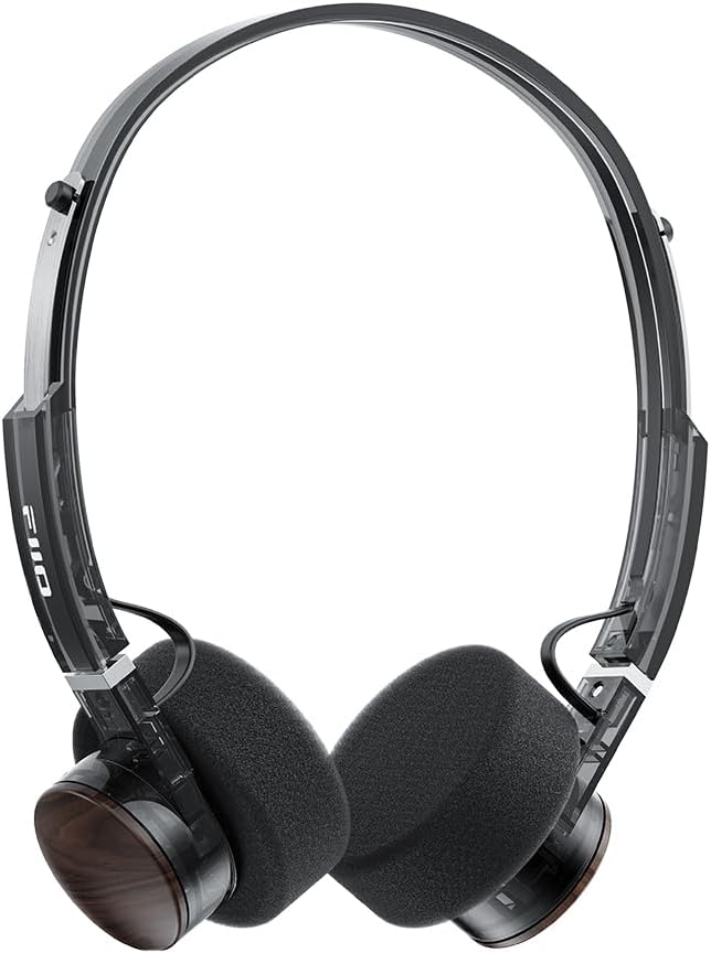 FiiO EH11 Retro On-Ear Bluetooth Headphones, LDAC Hi-Res Wireless, Lightweight 92g, 30H Playtime, Dual Device Connection, App EQ & Gaming Mode, Built-in Mic, Transparent Black