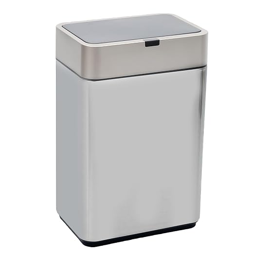 2.4 Gallon / 9L Small Motion Sensor Trash Can, Stainless Steel Automatic Trash Bin, Touchless Electric Garbage Can for Bathroom, Bedroom, Under Desk, Silver (Silver 2.4 Gallon Stainless Steel)
