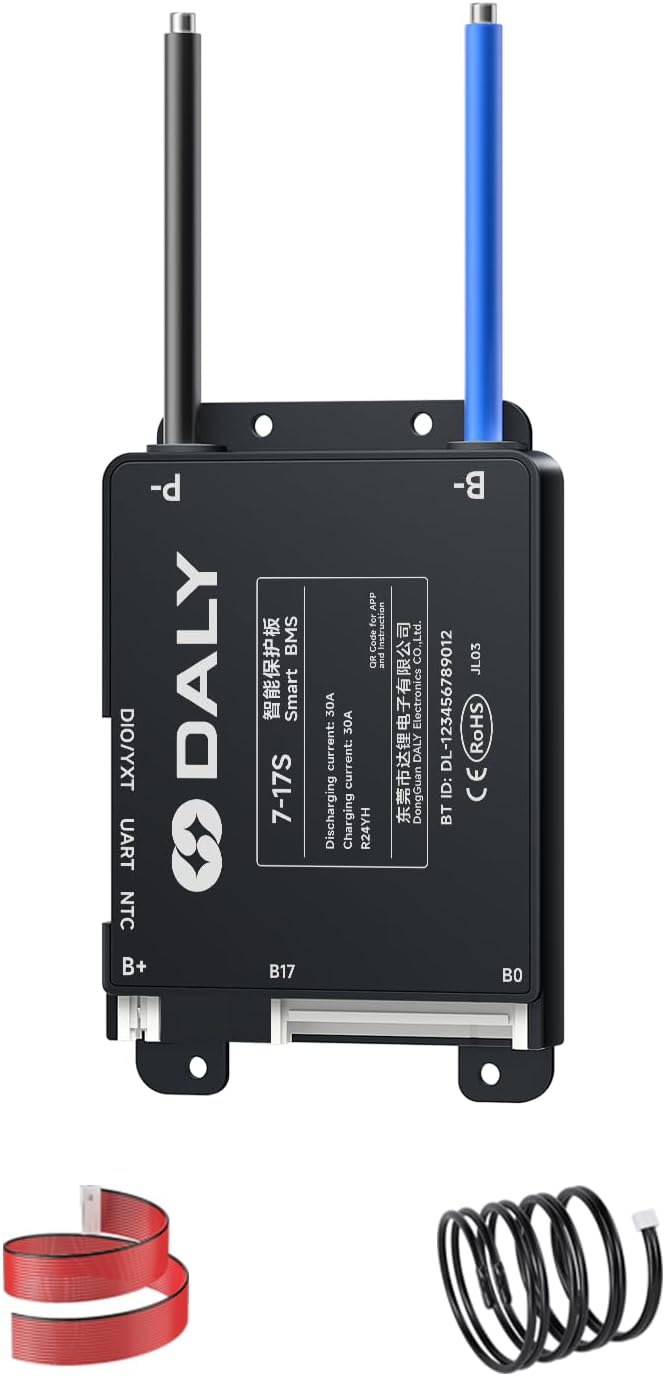 DALY BMS 30A 7S-17S 24V-60V - Smart Built-in Bluetooth Monitoring Lithium Battery Protection LiFePO4 Li-ion LTO for E-Bikes Scooters