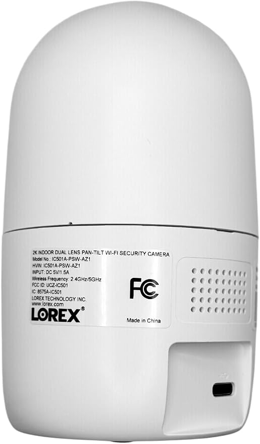 Lorex Connect [New APP] 2K Indoor Dual Lens Wi-Fi 6 Camera | 360° Pan-Tilt | Person & Pet Detection | Color Night Vision | Instant Call | 2-Way Talk | Cloud & Local Storage Option