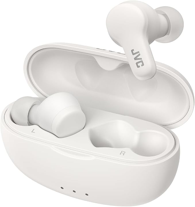 JVC Gumy True Wireless Earbuds, Bluetooth 5.3, Charging Case, 24-Hour Playback, IPX4 Water Resistant, Comfortable Secure Fit with XS/S/M/L Earpieces, Built-in Mic for Calls, iPhone/Android/PC - HAA7T2