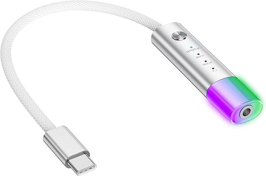APETOO USB C to 3.5mm Audio Adapter Hi-Res Audio DAC Dongle with 3 EQs - Bass Boost/Clear Vocal/Surround Stereo, Mic & Volume Control, 3.5mm Aux Headphone Converter for iPhone 17 16 15 Pixel 10 9 8 7