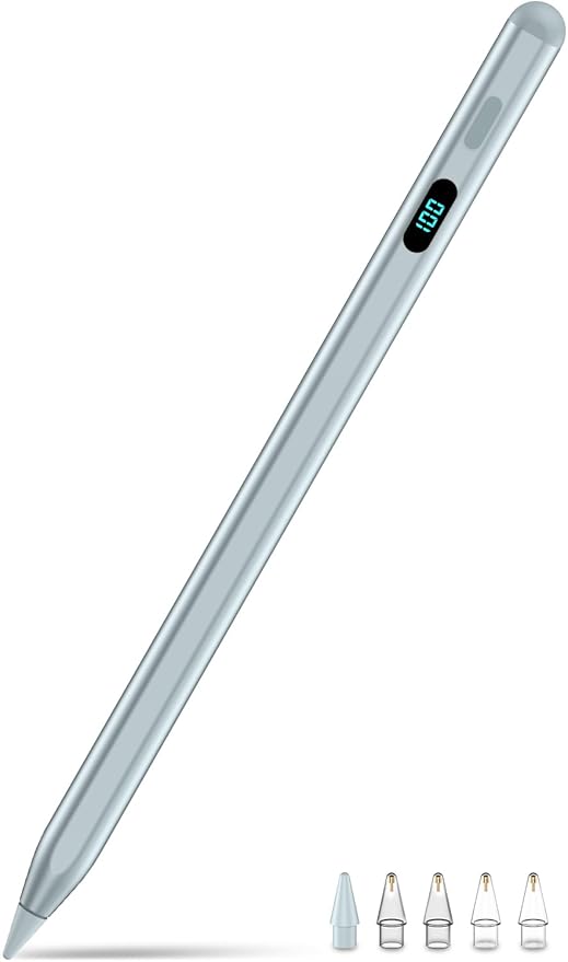 Pencil for iPad with Magnetic&5 Extra Tips,USB-C Faster Charge,Stylus Pen Compatible with iPad 6-11th/A16,Air M4/M3/M2/3-5th,Pro M4&M5/11/12.9/13inch,Mini 5th-7th/A17Pro(Blue)