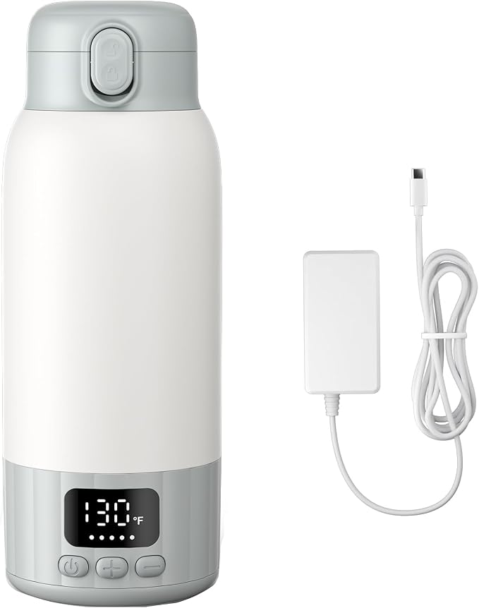 17oz Portable Bottle Warmer for Travel, Milk Warmer, Portable Water Warmer for Breastmilk & Formula, Bottle Warmer On The Go, Fast and Even Heating, Leakproof, with Adapter