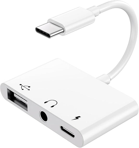 INVERSE NET USB C to USB Adapter with 3.5mm Headphone Jack and 60W PD Fast Charging, Type C to USB Adapter for i-Phone 17/16/15 Samsung Galaxy S25/S24/S23 Ultra S21/S20 i-Pad Pro Laptops