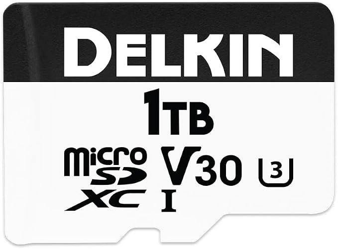 Delkin Devices Drone 1TB microSD Card UHS-I U3 V30 A2 – 190MB/s Read, 155MB/s Write – Designed for Drones, 4K UHD Video, DJI Compatible, microSDXC with Adapter (1TB)