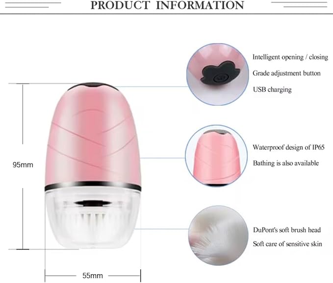 Facial Cleansing Brush, Electric Face Scrubber with 3 Brush Heads & 2 Modes, Waterproof Rechargeable Spin Cleanser for Gentle Cleansing & Massaging