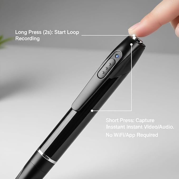 64GB Digital Voice Recorder Pen, 1080P HD Multimedia Recorder for Lectures Meetings Interviews, Professional Dictaphone with 3 Ink Refills, One-Key Manual Operation, USB Transfer