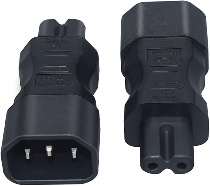 (10Packs IEC 320 C14 to C7 Power Adapter,10A-125V for America, 2.5A-250V for Europe, Male to Female Plug Adapters Standard AC Power Cord for PDU UPS