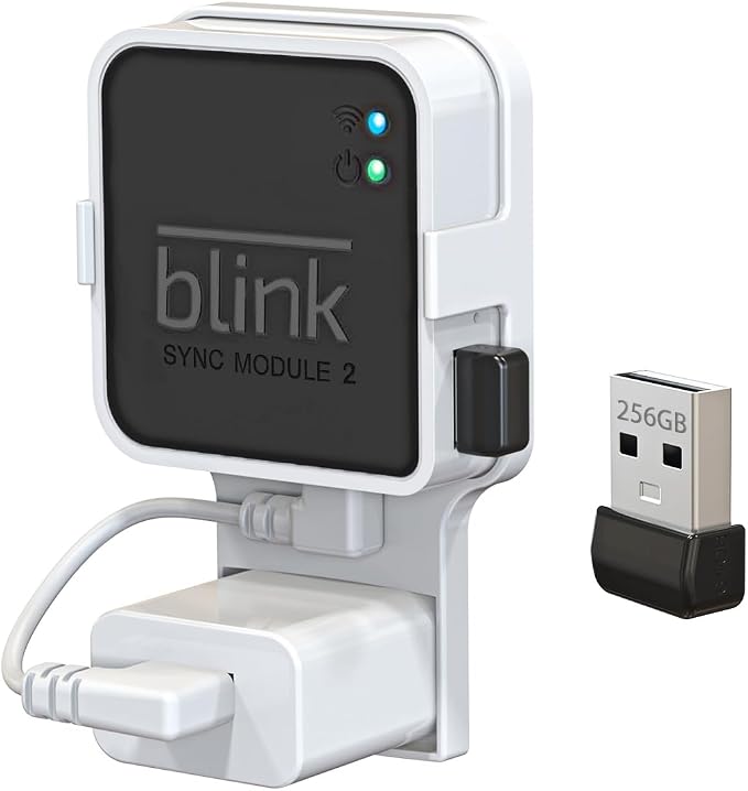 256GB USB Flash Drive with Outlet Wall Mount for Blink Sync Module 2, Space-Saving Mount Bracket Holder for Blink Outdoor/Indoor Security System (Sync Module 2 is NOT Included),1Pack