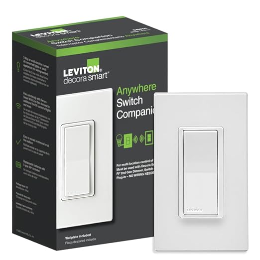 Leviton Decora Smart Switch Anywhere Companion, Add Wire-Free 3-Way/4-Way/5-Way On/Off Control to Decora Smart Wi-Fi Switches, DAWSC-1RW, White