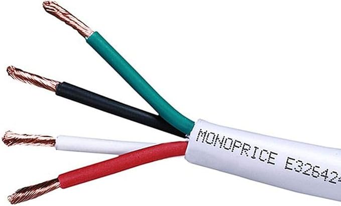 Monoprice Access Series 12 Gauge AWG CL2 Rated 2 Conductor Speaker Wire/ Cable - 100ft Fire Safety In Wall Rated, Jacketed In White PVC material 99.9% Oxygen-Free Pure Bare Copper