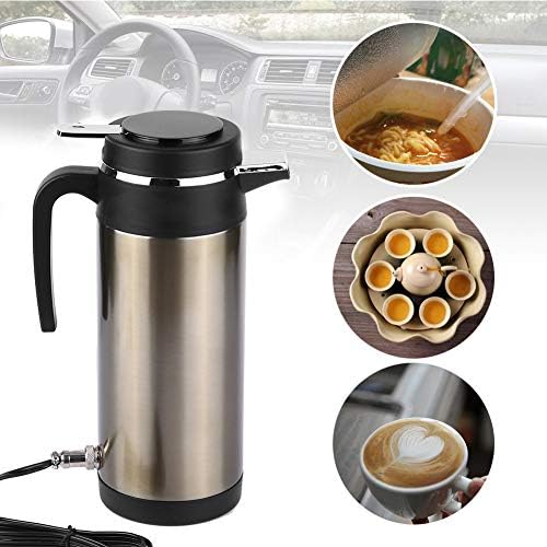 Electric Car Kettle, 1200ML 12V Stainless Steel Electric Incar Heater, Portable Travel for Coffee, Tea, Water, Milk, On-the-Go Coffee Heater, Perfect for Drivers, RV Camping, Office Use, Compact and