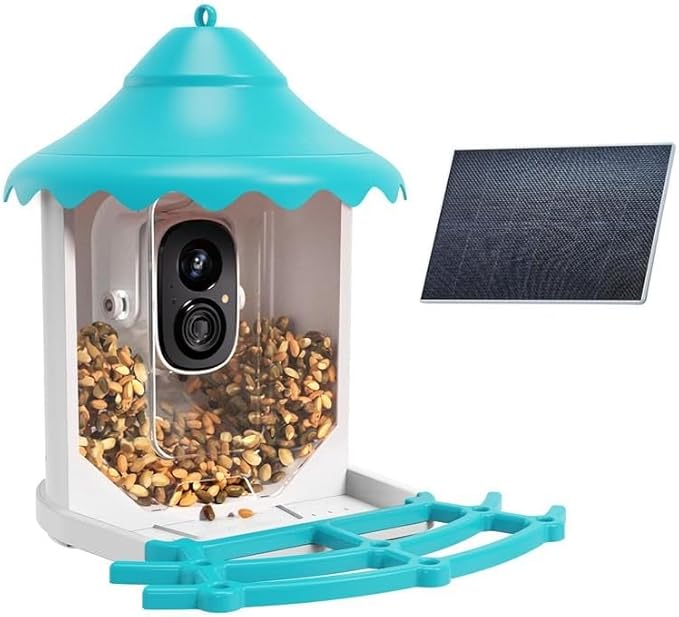 No-Monthly-Fees Solar Bird Feeder w/ 4MP Camera, Free AI Birds Species Identification, 2.5K Smart Bird House with Cam, Instant Arrival Alerts, Squirrel-Proof, Ideal