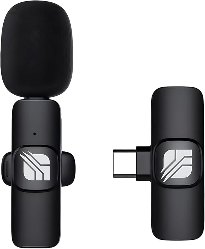 SPEC Portable External Wireless Bluetooth Lavalier Clip On Lapel Microphone for Live Streaming, Video Recording, TIK Tok Live, Facebook Live, YouTube Live Streaming for iPhone (Black)