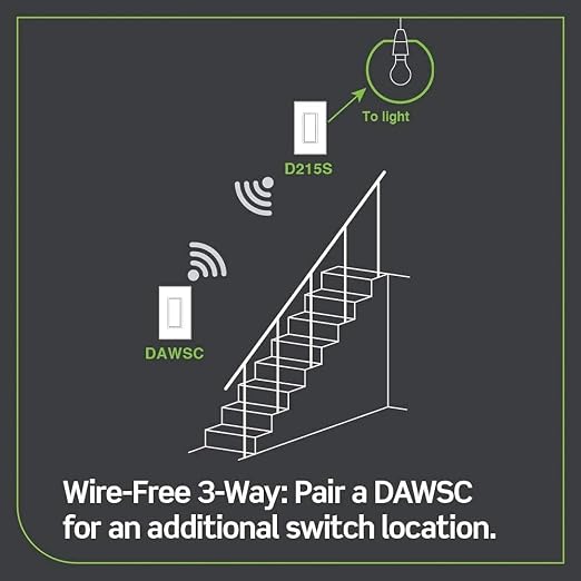 Leviton Decora Smart Switch Anywhere Companion, Add Wire-Free 3-Way/4-Way/5-Way On/Off Control to Decora Smart Wi-Fi Switches, DAWSC-1RW, White