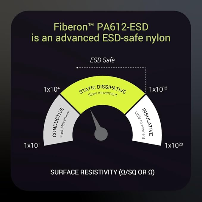 Polymaker Fiberon PA612-ESD 3D Printer Filament 1.75mm 3kg, ESD-Safe Carbon Fiber Nylon, Heat Resistant to 150°C, Chemical Resistant, Industrial Grade Strength, PCB Fixtures, Electronics Housings