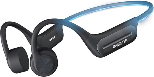 Voistek Bluetooth Bone Conduction Headphones with Mic,Built-in 32GB MP3 Player for Swimming,IP68 Waterproof Headphones,Wireless Earphones for Running Cycling Exercising