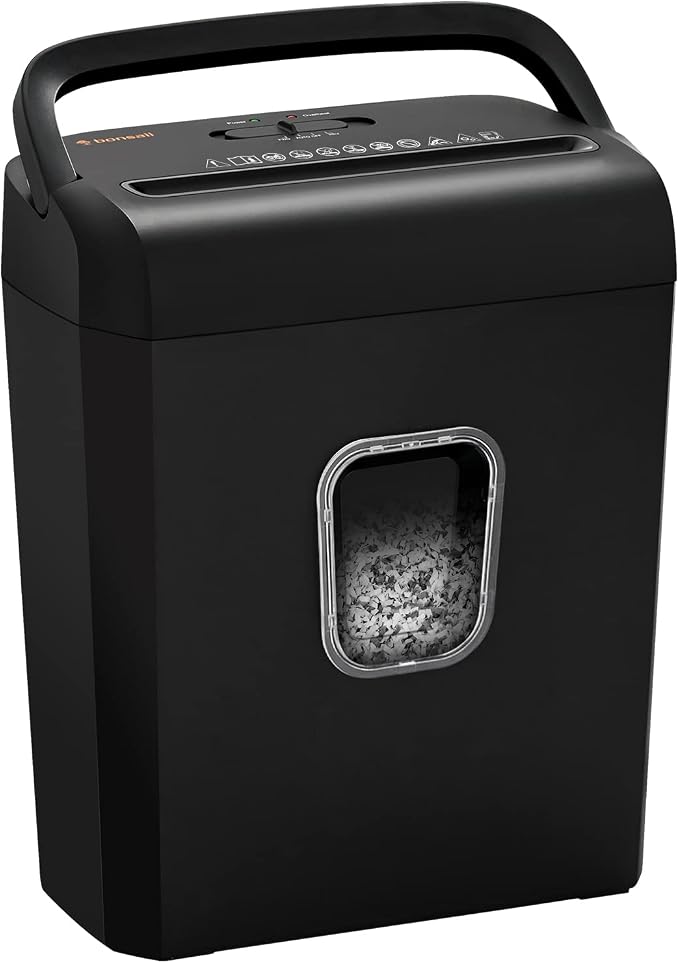 Bonsaii 6-Sheet Micro-Cut Paper Shredder, P-4 High-Security for Home & Small Office Use, Shreds Credit Cards/Staples/Clips, 3.4 Gallons Transparent Window Wastebasket, Black (C234-A)