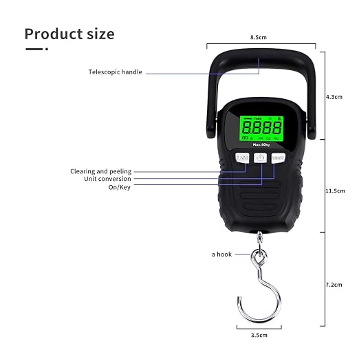 Hanging Scale Luggage Scales Digital Crane LCD Display Hook,Backlight Portable Fishing Travel Mini Electronic Weighing