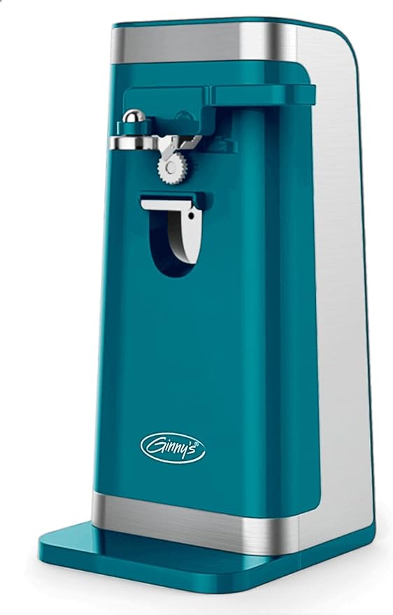 Montgomery Ward Ginny's Island Blue 50W Electric Can Opener with Stainless Steel Blade and Knife Sharpener (Island Blue)